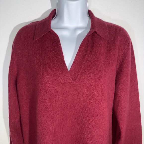 J. Crew Sweater Polo Collared Extra Soft Yarn Pullover Burgundy Women Medium - Picture 3 of 10